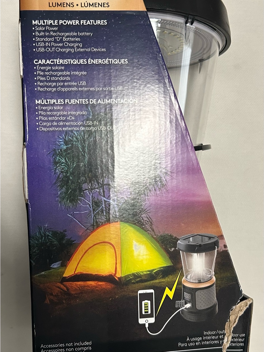Duracell 2000-Lumen Tri-Power Rechargeable Lantern - Black and Gray - Picture 4 of 4